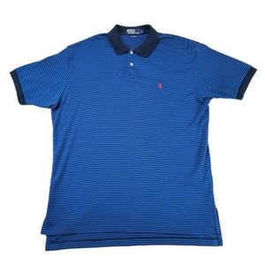 Polo Ralph Lauren Golf Shirt Short Sleeve Mens Large 48" Vintage Striped Blue